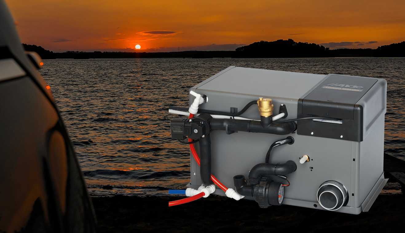 Alde boiler in the sunset